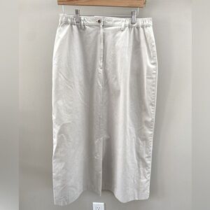 Vintage Authentic Travel Wear Beige Split Front Maxi L/XL Skirt